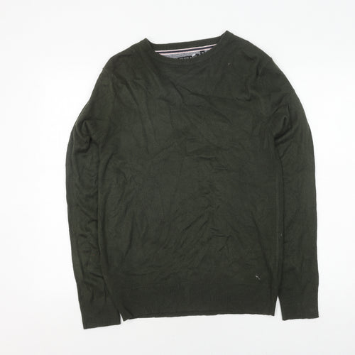 Brave Soul Men's Green Pullover XS Jumper Crew Neck Acrylic