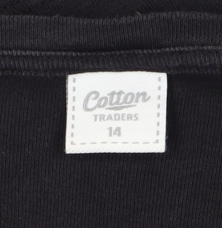Cotton Traders Women's Black Basic T-Shirt - Size 14