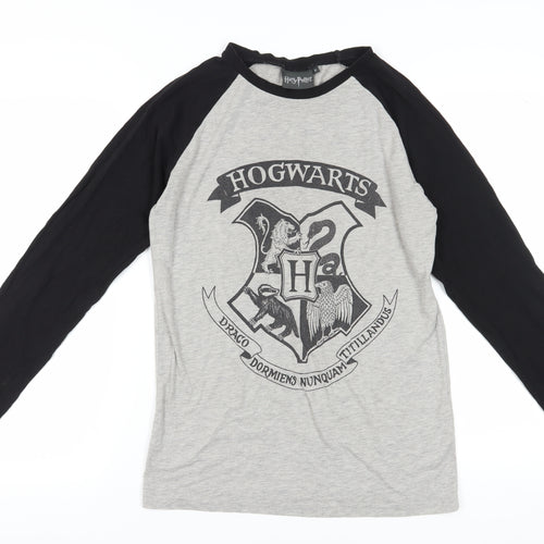 Harry Potter Unisex Hogwarts T-Shirt M Grey/Black Jersey