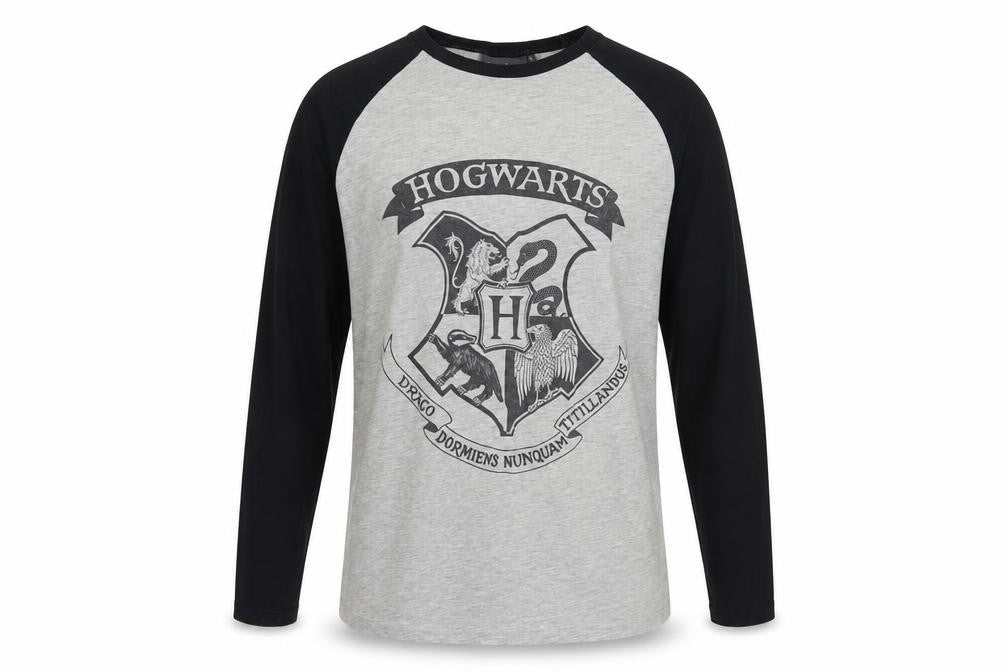Harry Potter Unisex Hogwarts T-Shirt M Grey/Black Jersey