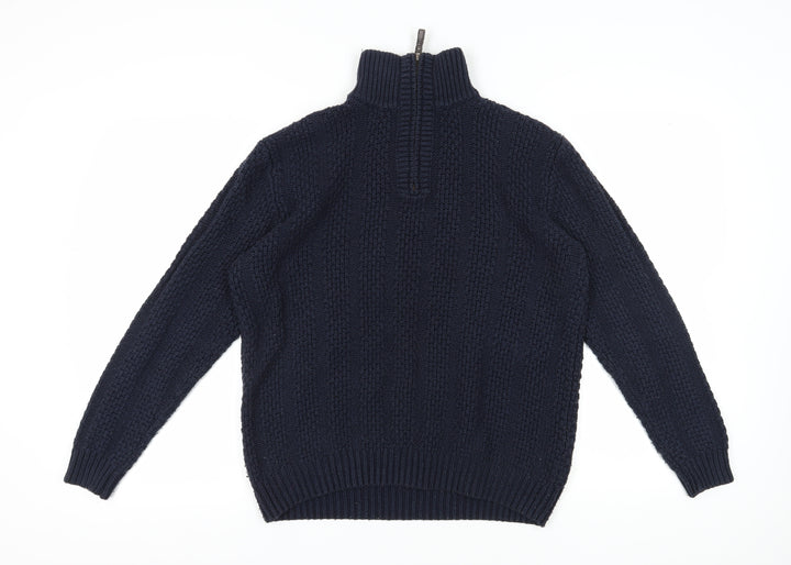 Maine New England Men's Blue High Neck 1/2 Zip Pullover S