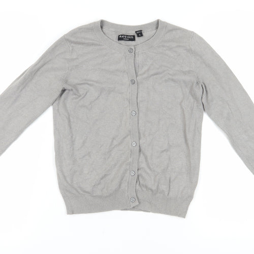 Brave Soul Women's Grey Cardigan, S, Round Neck, Knit