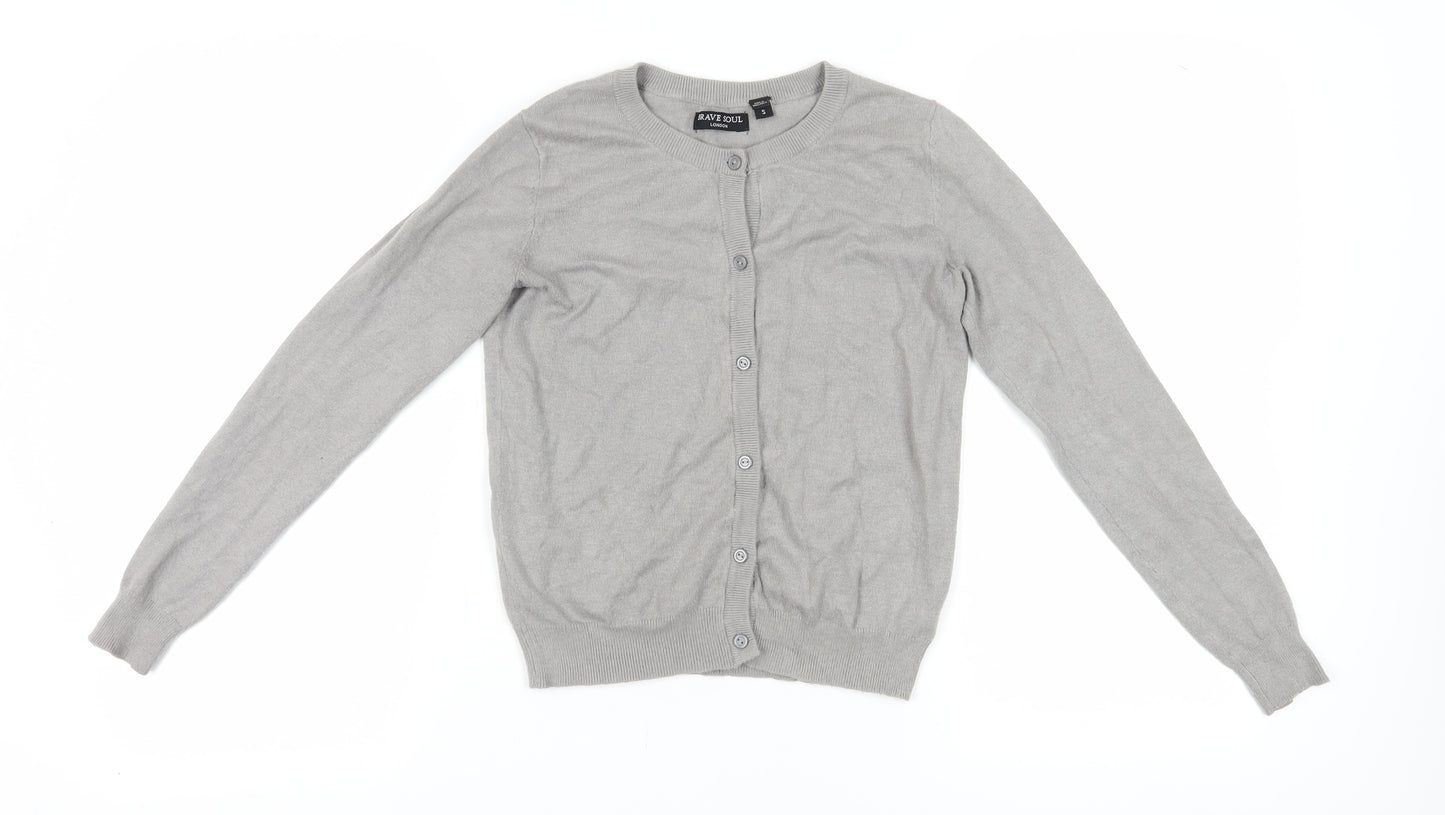 Brave Soul Women's Grey Cardigan, S, Round Neck, Knit