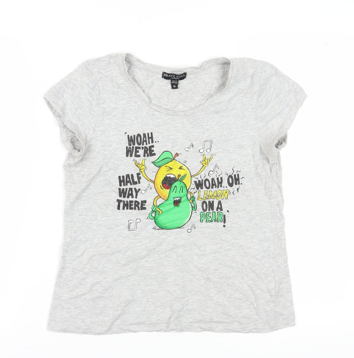 Brave Soul Women's Grey T-Shirt M Casual Fun Design