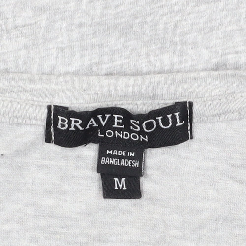 Brave Soul Women's Grey T-Shirt M Casual Fun Design