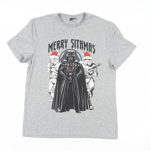 Star Wars Men's Grey Christmas T-Shirt M