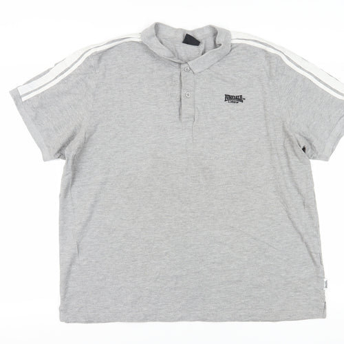 Lonsdale Men's Grey 2XL Polo Shirt - Short Sleeve, Regular Fit