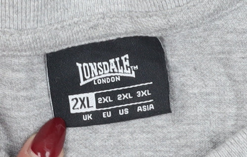Lonsdale Men's Grey 2XL Polo Shirt - Short Sleeve, Regular Fit