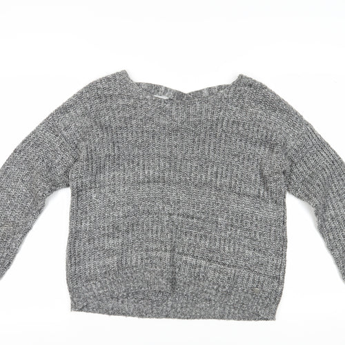 Only Women's Grey V-Neck Knit Pullover Jumper Size M