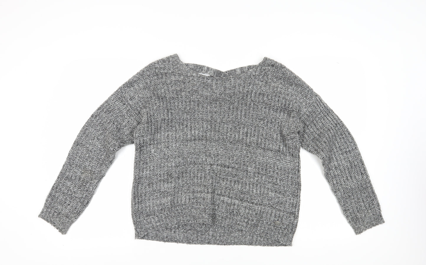 Only Women's Grey V-Neck Knit Pullover Jumper Size M