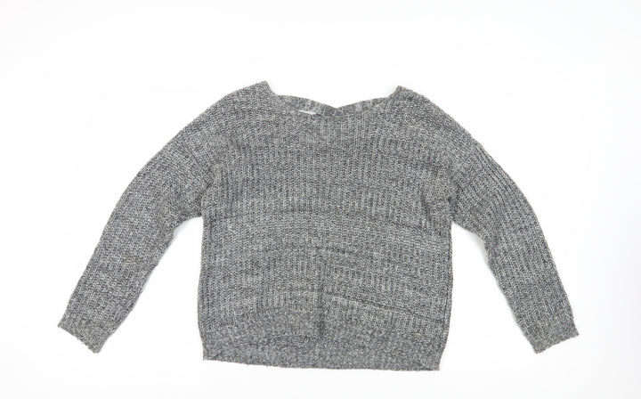 Only Women's Grey V-Neck Knit Pullover Jumper Size M