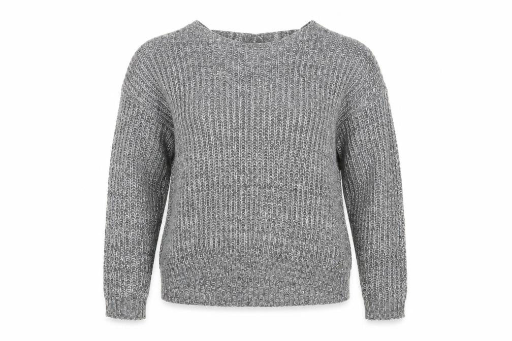 Front view of Only Women's Grey V-Neck Knit jumper, size M