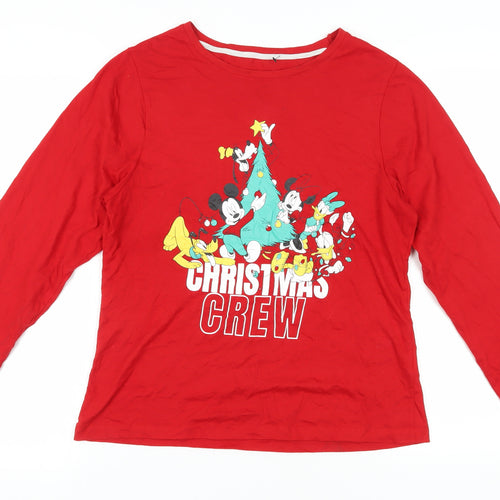 Disney Women's Red Christmas Long Sleeve T-Shirt