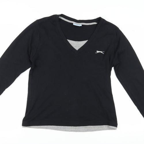 Slazenger Women's Black V-Neck T-Shirt, Size 18