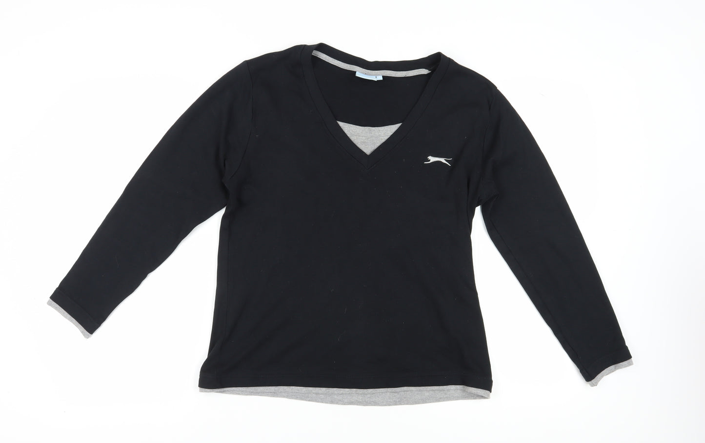 Slazenger Women's Black V-Neck T-Shirt, Size 18