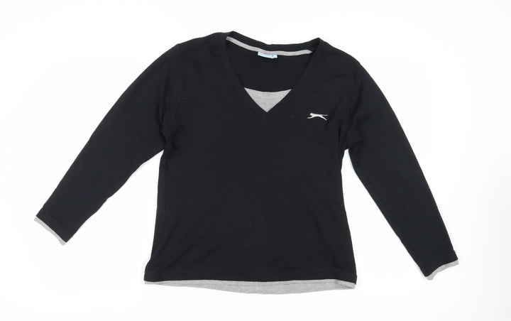 Slazenger Women's Black V-Neck T-Shirt, Size 18