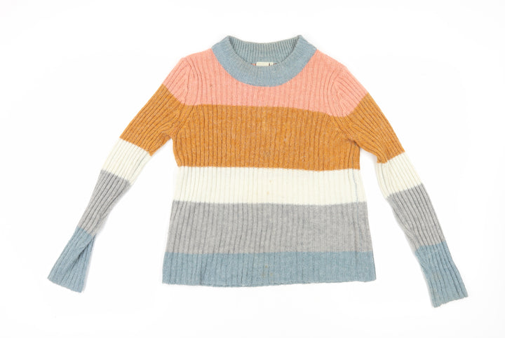 ICHI Women's Multicoloured Striped Pullover Jumper Size 8