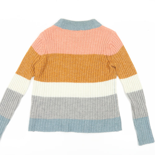 ICHI Women's Multicoloured Striped Pullover Jumper Size 8