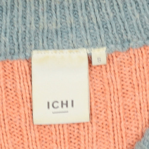 ICHI Women's Multicoloured Striped Pullover Jumper Size 8