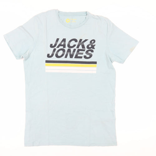 Jack & Jones Men's Blue Graphic T-Shirt Size L