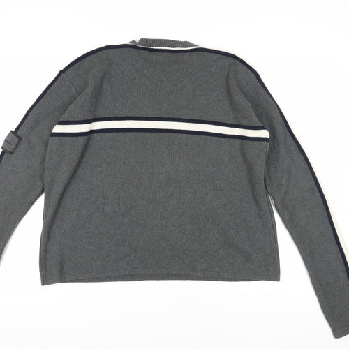 Ben Sherman Men's Grey Cotton Blend Pullover Jumper Size M