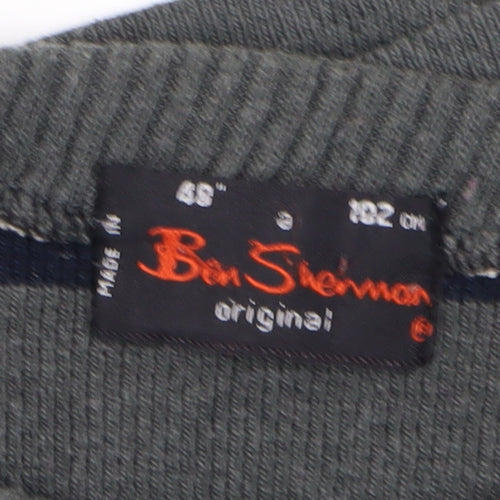 Ben Sherman Men's Grey Cotton Blend Pullover Jumper Size M