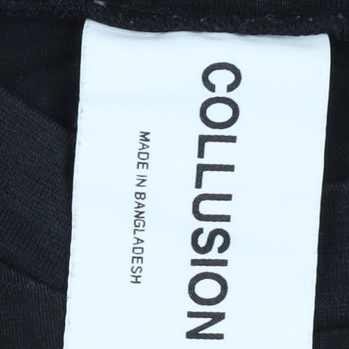 Collusion Men's Black Crew Neck T-Shirt - Size L
