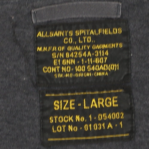 AllSaints Men's Grey V-Neck Short Sleeve T-Shirt L