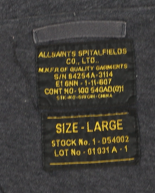AllSaints Men's Grey V-Neck Short Sleeve T-Shirt L