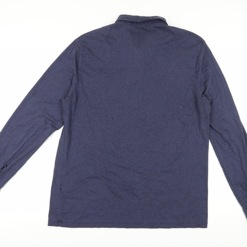 Charles Tyrwhitt Men's Blue Long Sleeve Polo - Size L
