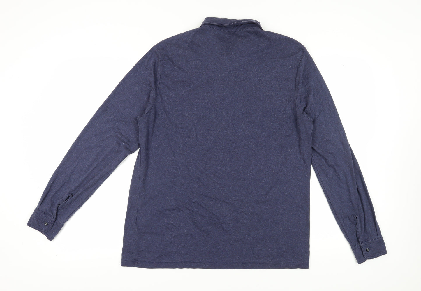 Charles Tyrwhitt Men's Blue Long Sleeve Polo - Size L