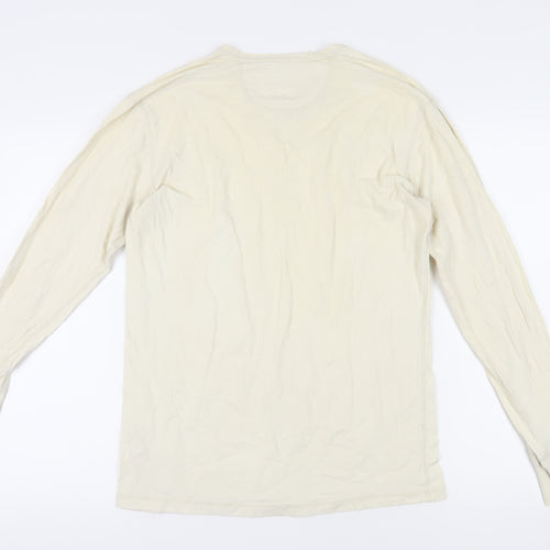 Aubin & Wills Ivory Henley Men's T-Shirt M