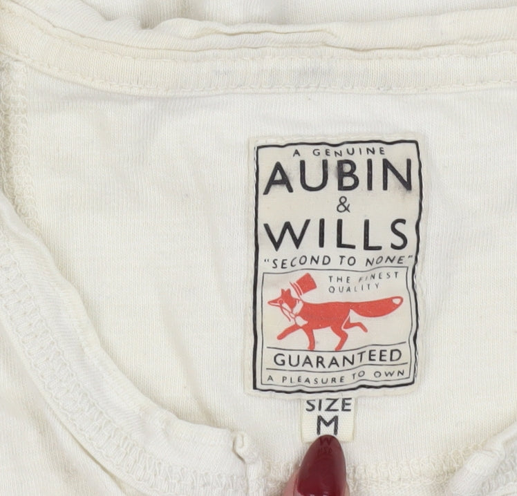 Aubin & Wills Ivory Henley Men's T-Shirt M
