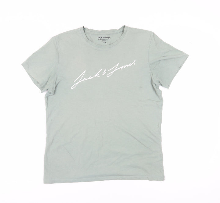 Jack & Jones Men's Green S Logo Crew Neck T-Shirt