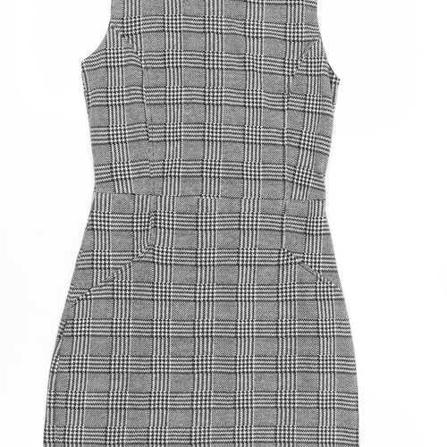 Mango Women's Black Check Short Sheath Dress Medium