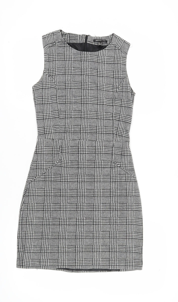 Mango Women's Black Check Short Sheath Dress Medium