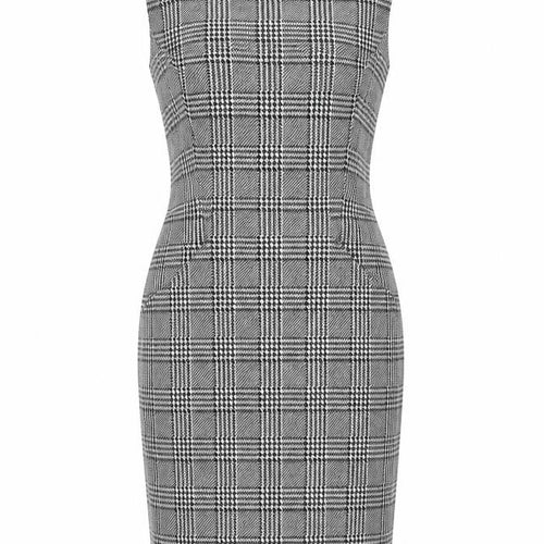 Mango Women's Black Check Short Sheath Dress Medium