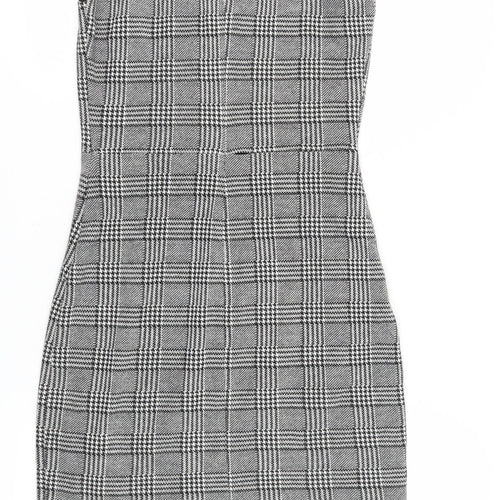 Mango Women's Black Check Short Sheath Dress Medium