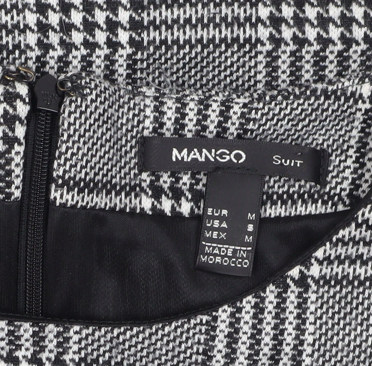 Mango Women's Black Check Short Sheath Dress Medium