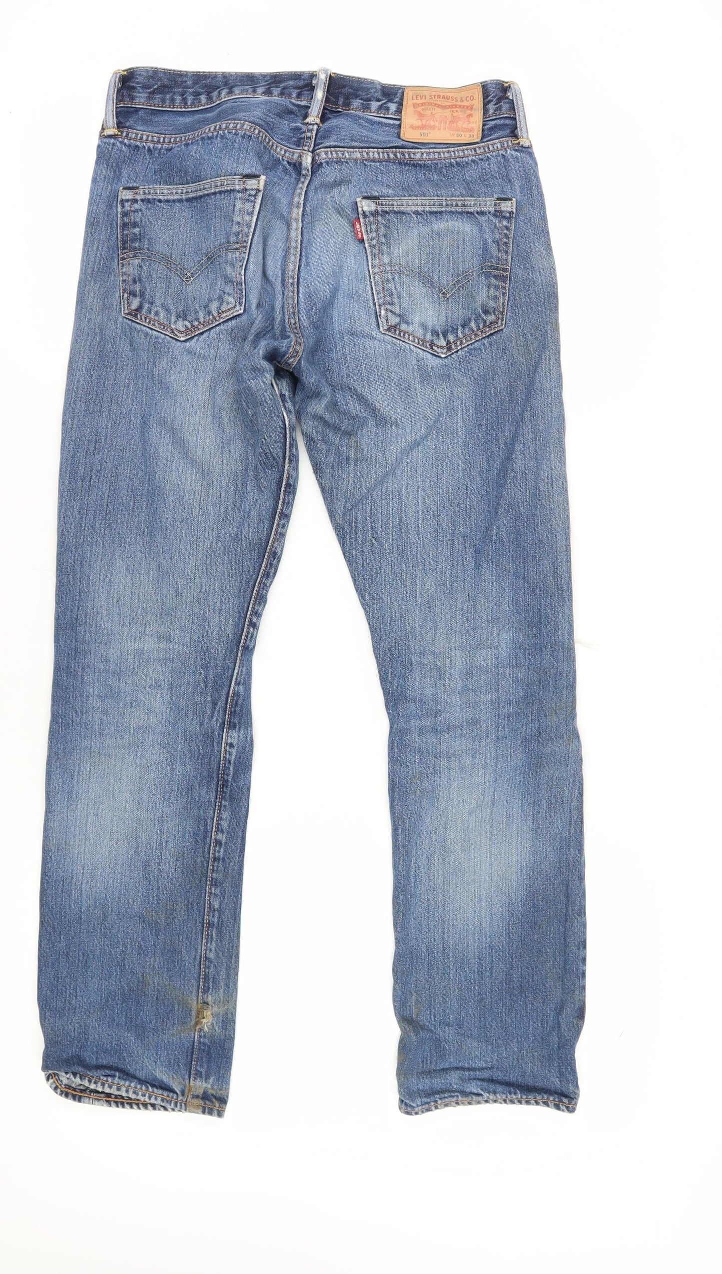 Levi's Men's Blue Distressed 501 Straight Jeans Size 30