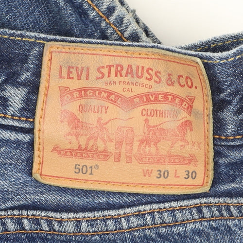 Levi's Men's Blue Distressed 501 Straight Jeans Size 30