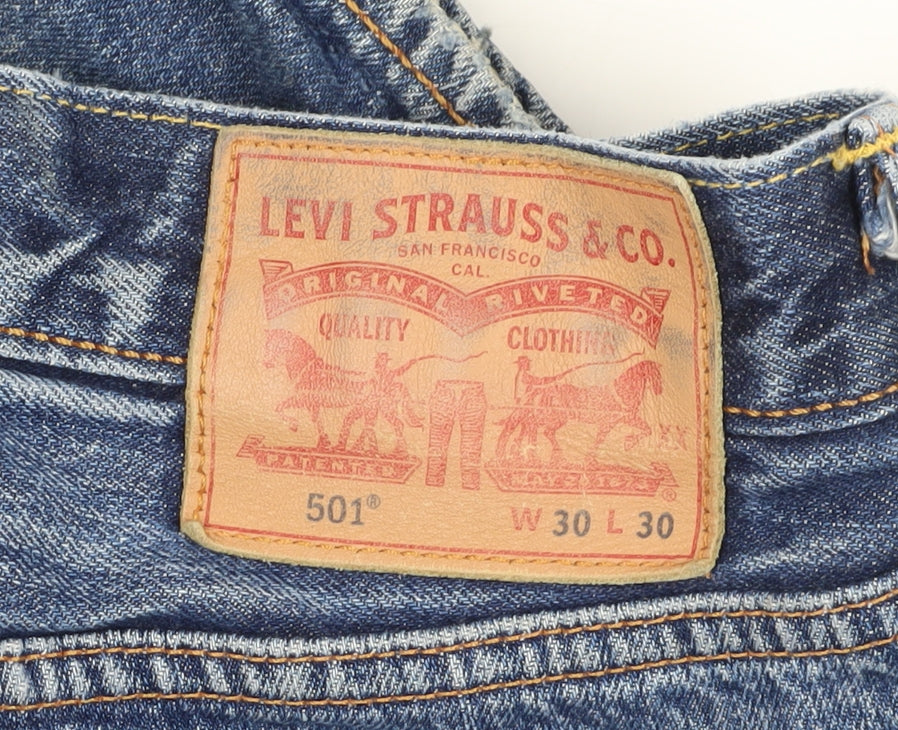 Levi's Men's Blue Distressed 501 Straight Jeans Size 30