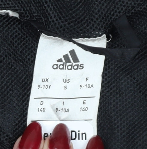 Adidas Boys Black Hooded Windbreaker Jacket 9-10 Years
