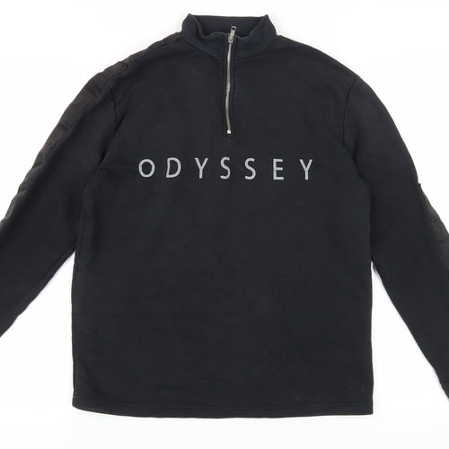 Topman Men's Black XS 1/4 Zip Logo Sweatshirt