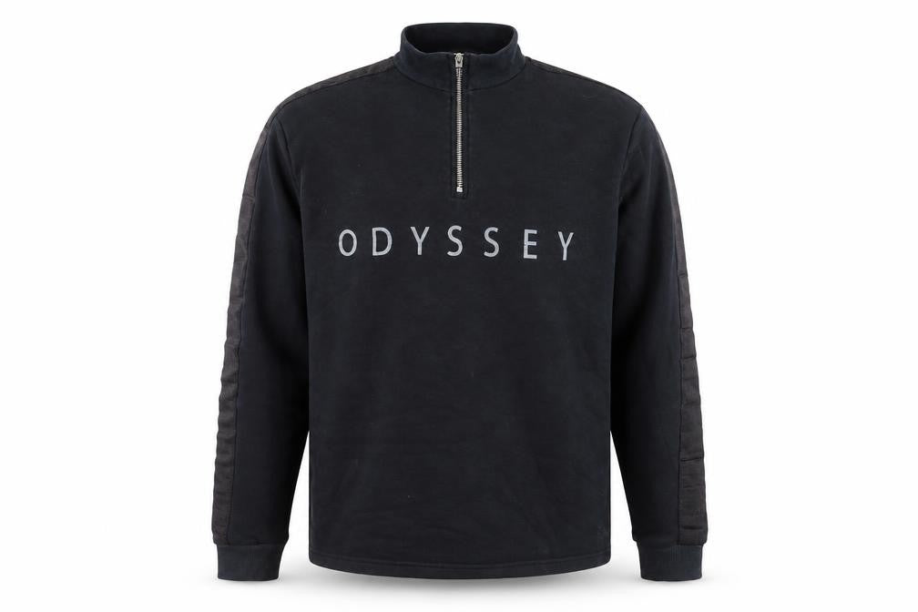 Front view of Topman Men's Black XS 1/4 Zip Logo Sweatshirt