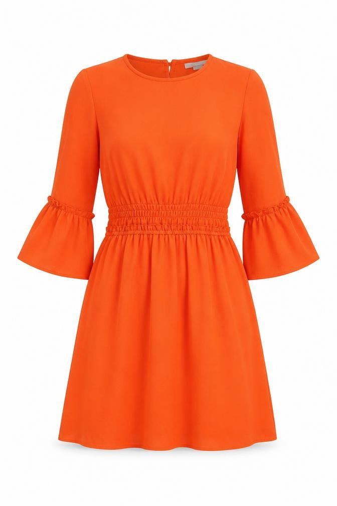 Front view of H&M Women's Orange A-Line Dress, size 6