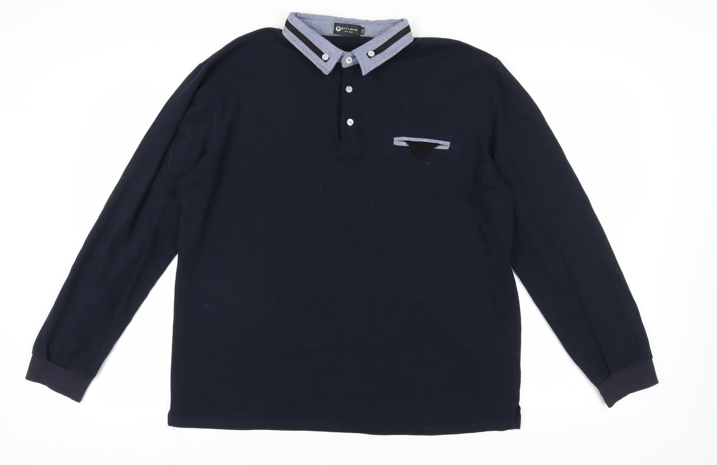 STTLZMC Men's Blue 2XL Long Sleeve Polo Shirt