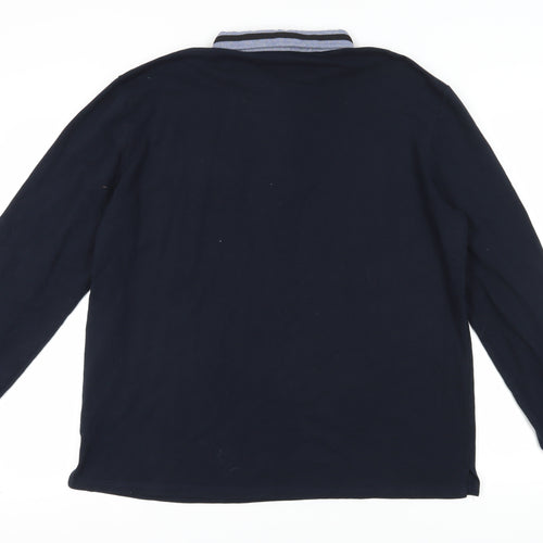 STTLZMC Men's Blue 2XL Long Sleeve Polo Shirt
