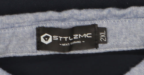STTLZMC Men's Blue 2XL Long Sleeve Polo Shirt