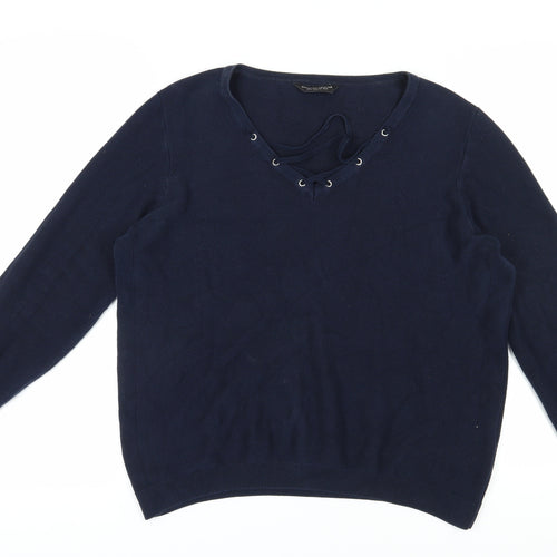 Dorothy Perkins Women's Blue Pullover V-Neck Jumper Size 18